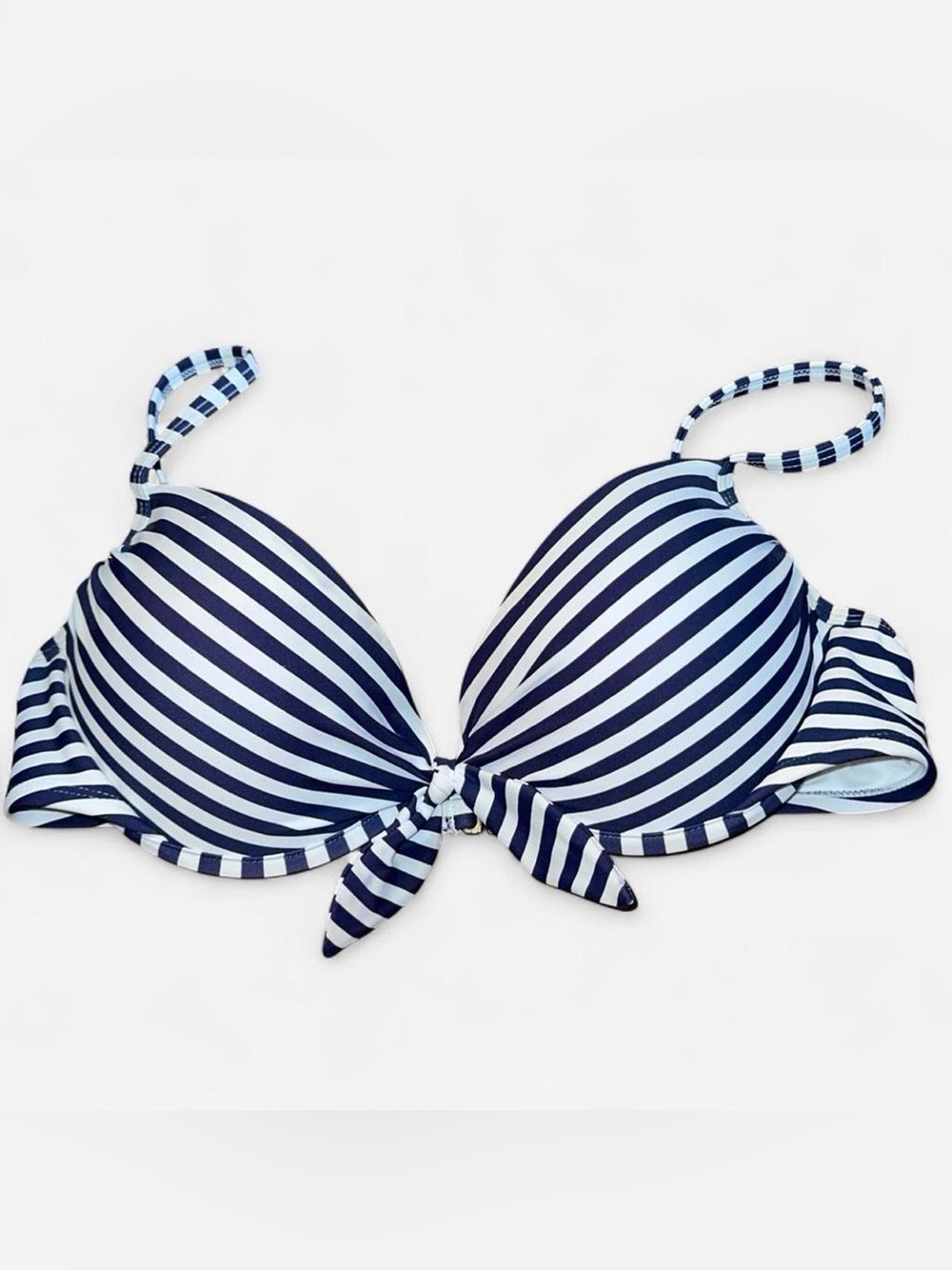 Xhilaration Navy & White Striped Bikini Top